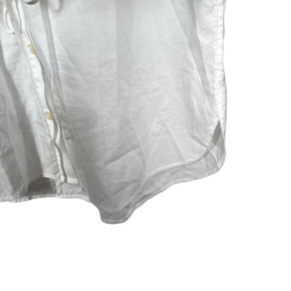 LOFT Drawstring Tunic Shirt Top Womens Small White Elastic Waist Business Casual - Picture 8 of 12